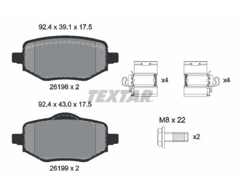 Brake pad set, disc brake 2619801 Textar