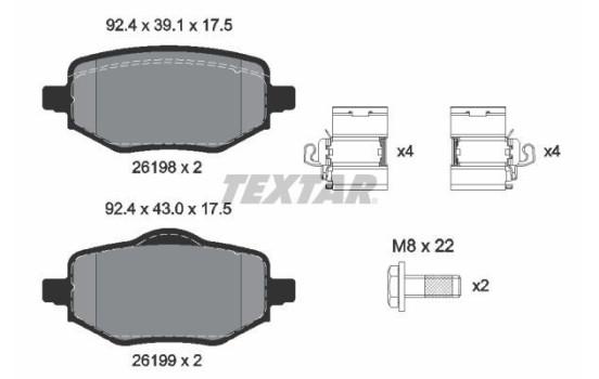 Brake pad set, disc brake 2619801 Textar