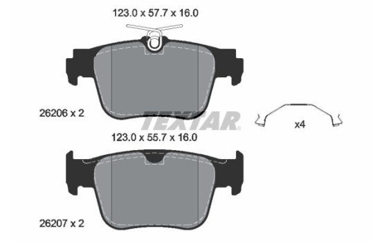 Brake Pad Set, disc brake 2620601 Textar, Image 2