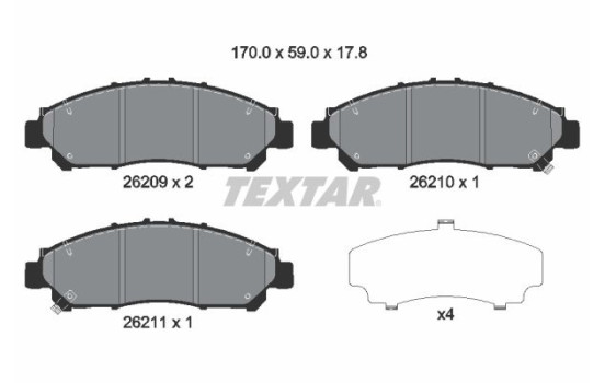 Brake pad set, disc brake 2620901 Textar