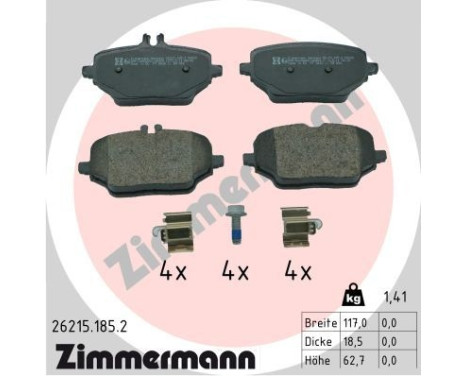 Brake pad set, disc brake 26215.185.2 Zimmermann