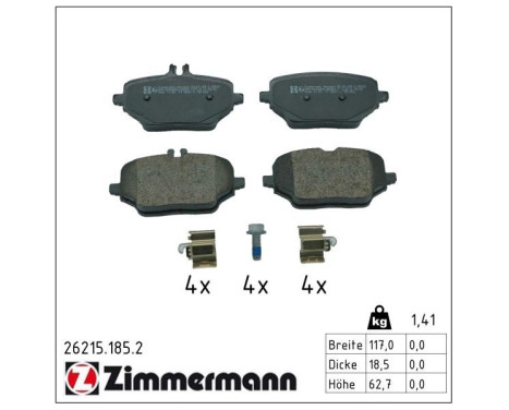 Brake pad set, disc brake 26215.185.2 Zimmermann
