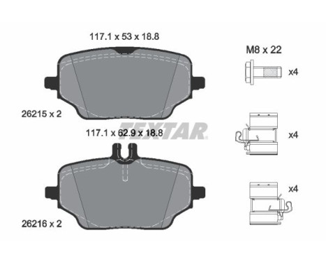 Brake pad set, disc brake 2621501 Textar