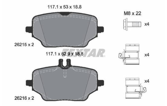 Brake pad set, disc brake 2621501 Textar