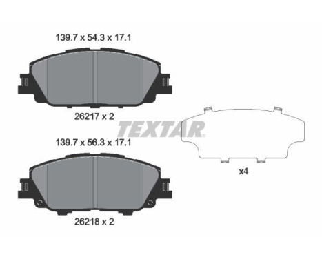 Brake pad set, disc brake 2621701 Textar