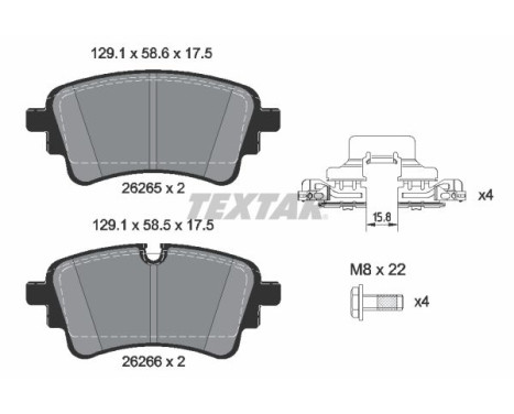 Brake pad set, disc brake 2626503 Textar