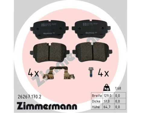 Brake pad set, disc brake 26267.170.2 Zimmermann