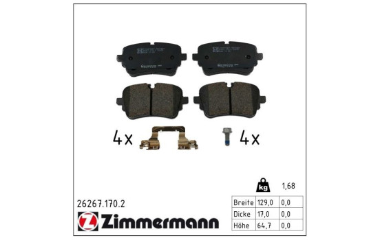 Brake pad set, disc brake 26267.170.2 Zimmermann