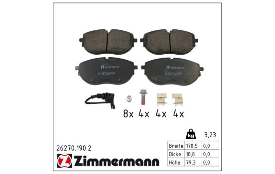 Brake pad set, disc brake 26270.190.2 Zimmermann