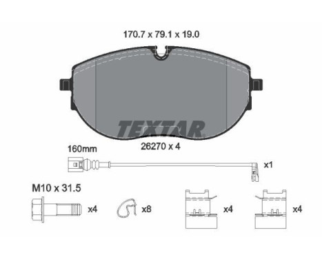 Brake pad set, disc brake 2627001 Textar