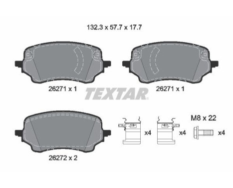 Brake pad set, disc brake 2627101 Textar