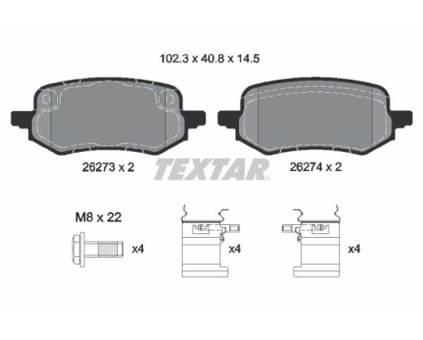 Brake pad set, disc brake 2627301 Textar