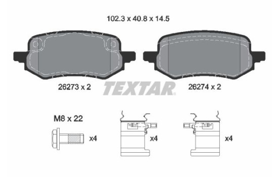 Brake pad set, disc brake 2627301 Textar