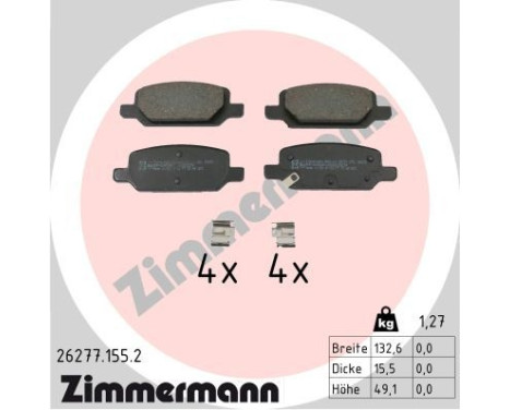 Brake pad set, disc brake 26277.155.2 Zimmermann