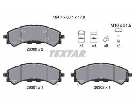 Brake pad set, disc brake 2630001 Textar