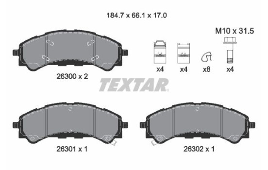 Brake pad set, disc brake 2630001 Textar