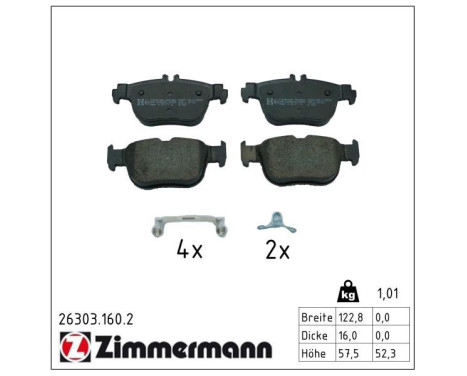 Brake pad set, disc brake 26303.160.2 Zimmermann