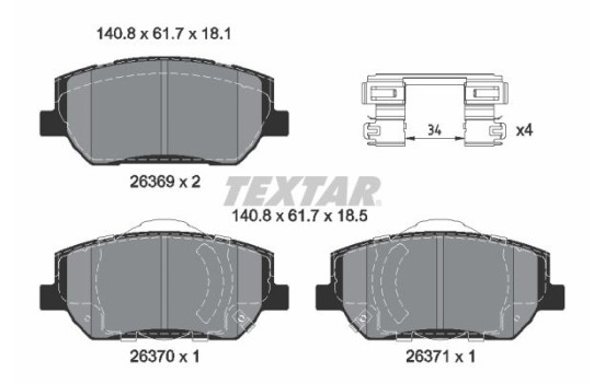 Brake pad set, disc brake 2636901 Textar