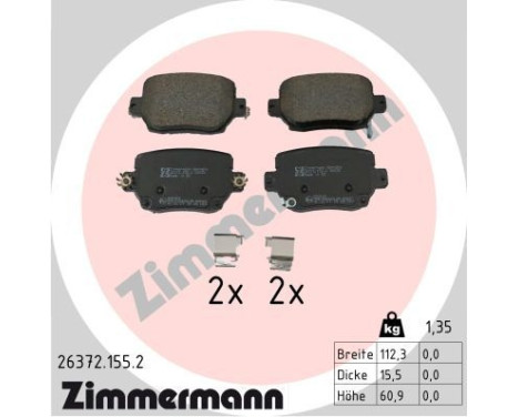 Brake pad set, disc brake 26372.155.2 Zimmermann