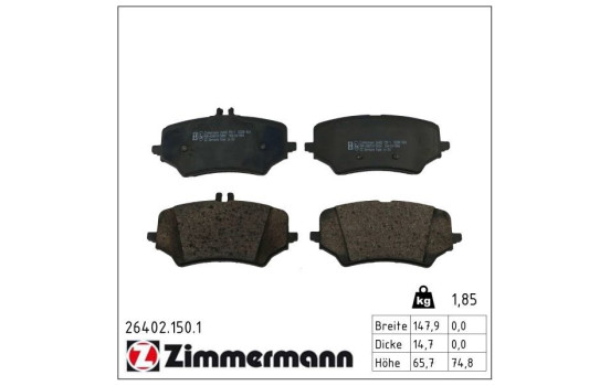 Brake pad set, disc brake 26402.150.1 Zimmermann
