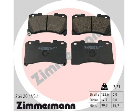 Brake pad set, disc brake 26420.145.1 Zimmermann