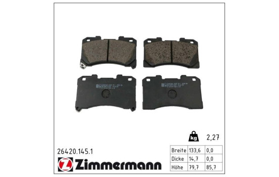 Brake pad set, disc brake 26420.145.1 Zimmermann