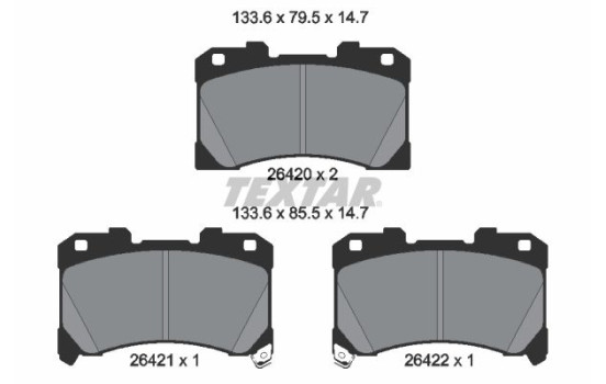 Brake pad set, disc brake 2642001 Textar