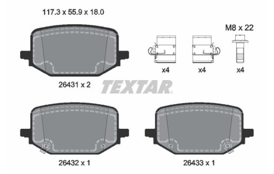 Brake pad set, disc brake 2643102 Textar