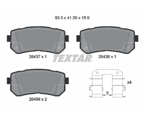 Brake pad set, disc brake 2643701 Textar