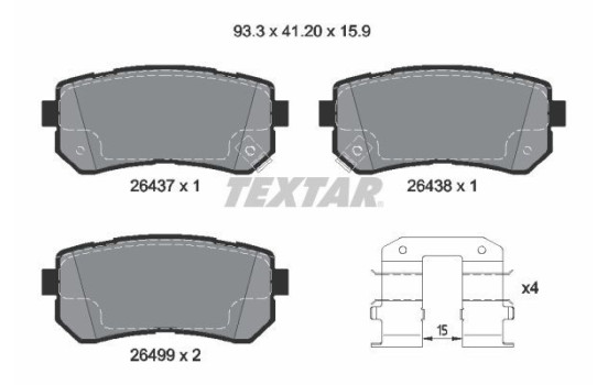 Brake pad set, disc brake 2643701 Textar
