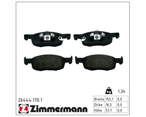 Brake pad set, disc brake 26444.170.1 Zimmermann