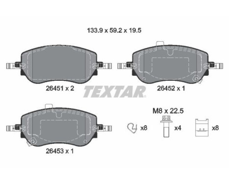 Brake pad set, disc brake 2645101 Textar