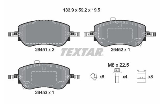 Brake pad set, disc brake 2645101 Textar