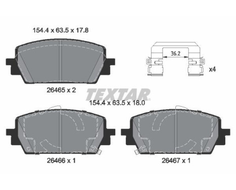 Brake pad set, disc brake 2646501 Textar