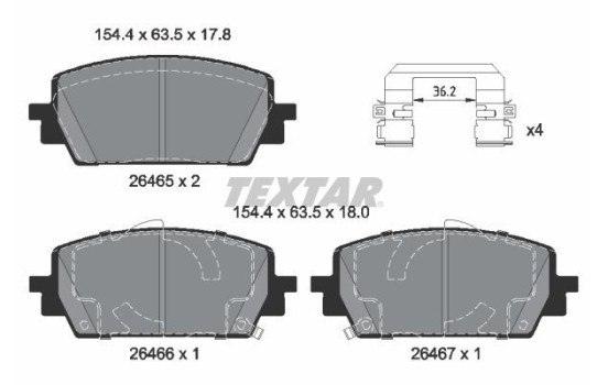 Brake pad set, disc brake 2646501 Textar
