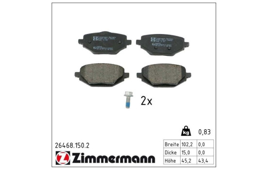 Brake pad set, disc brake 26468.150.2 Zimmermann