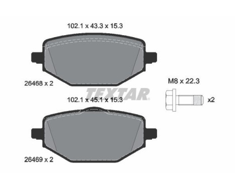 Brake pad set, disc brake 2646801 Textar