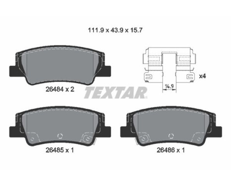 Brake pad set, disc brake 2648401 Textar