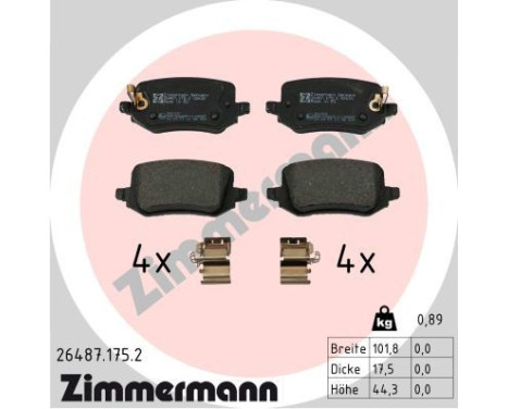 Brake pad set, disc brake 26487.175.2 Zimmermann