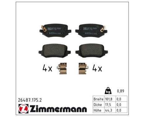 Brake pad set, disc brake 26487.175.2 Zimmermann