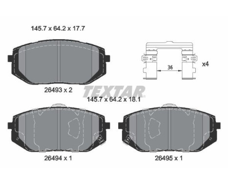 Brake pad set, disc brake 2649301 Textar