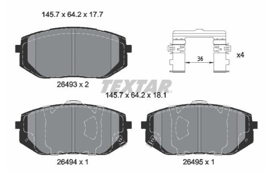 Brake pad set, disc brake 2649301 Textar
