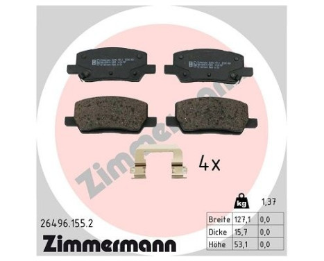 Brake pad set, disc brake 26496.155.2 Zimmermann