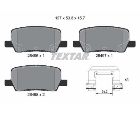 Brake pad set, disc brake 2649601 Textar