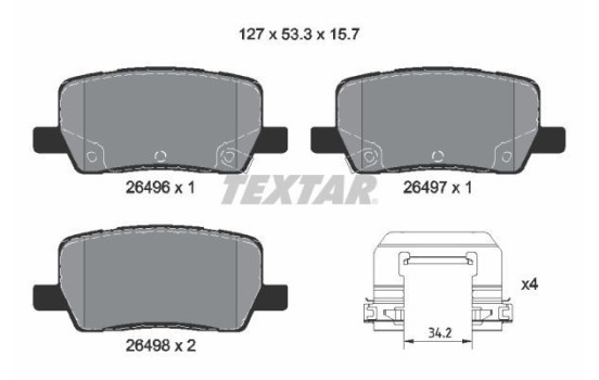 Brake pad set, disc brake 2649601 Textar