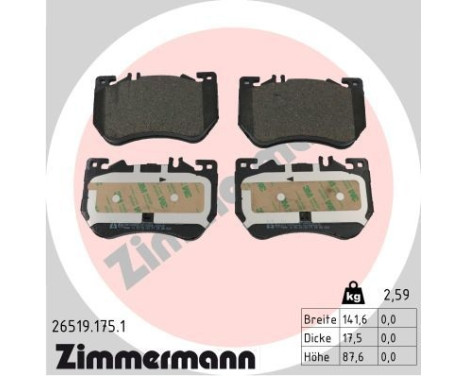 Brake pad set, disc brake 26519.175.1 Zimmermann