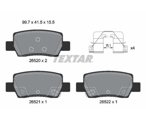 Brake pad set, disc brake 2652001 Textar