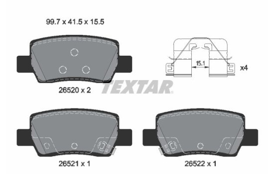 Brake pad set, disc brake 2652001 Textar