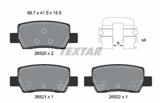 Brake pad set, disc brake 2652002 Textar