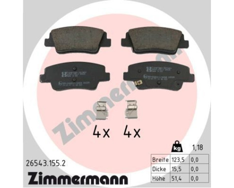 Brake pad set, disc brake 26543.155.2 Zimmermann